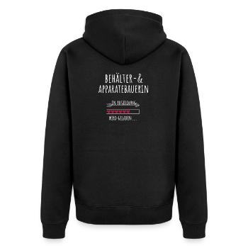 Behälter und Apparatebauerin Ausbildung Beruf - Unisex Premium Bio Zip Hoodie - Schwarz - Hinten - Nico (187cm)