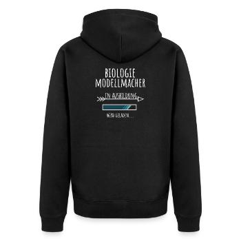 Biologiemodellmacher Ausbildung Beruf Geschenk - Unisex Premium Bio Zip Hoodie - Schwarz - Hinten - Nico (187cm)