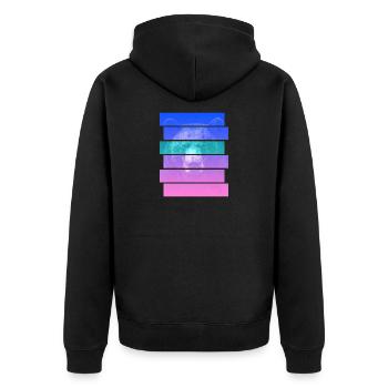 Bär - Unisex Premium Bio Zip Hoodie - Schwarz - Hinten - Nico (187cm)