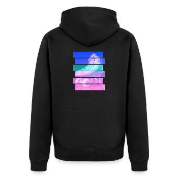 Rollschuh - Unisex Premium Bio Zip Hoodie - Schwarz - Hinten - Nico (187cm)
