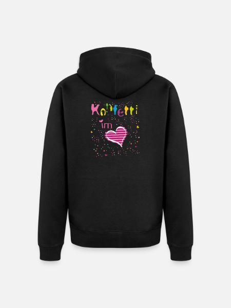 Konfetti im Herzen - Unisex Premium Bio Zip Hoodie - Schwarz