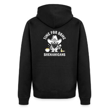St. Patrick's Time For Some Shenanigans Clover - Unisex Premium Organic Zip Hoodie - black - Back - Nico (187cm)