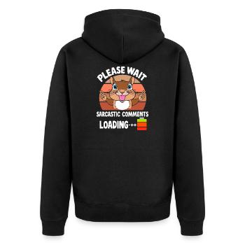 Lustige Eichhörnchen - Unisex Premium Bio Zip Hoodie - Schwarz - Hinten - Nico (187cm)