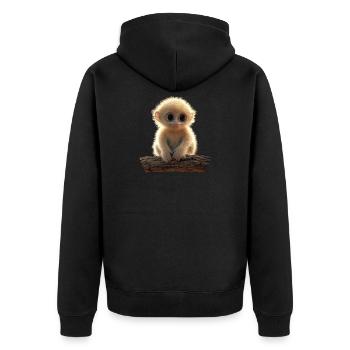 Gibbon Affe Weißhandgibbon Monkey Süße Lar Gibbons - Unisex Premium Bio Zip Hoodie - Schwarz - Hinten - Nico (187cm)