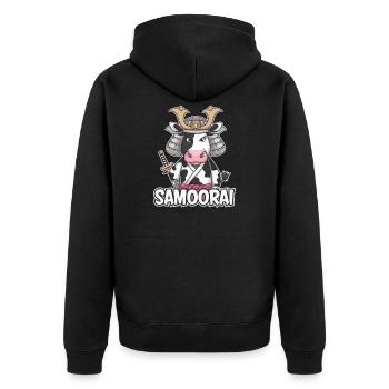 Samorai : la vache guerrière - Veste à capuche bio Premium Unisexe - noir - Dos - Nico (187cm)