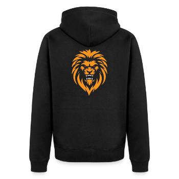 Angry Lion - Unisex Premium Organic Zip Hoodie - black - Back - Nico (187cm)