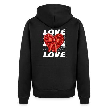 Romantisches Herz-Design für Valentinstag - Unisex Premium Bio Zip Hoodie - Schwarz - Hinten - Nico (187cm)