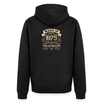 Parfait Millésime d’anniversaire 1975 - Veste à capuche bio Premium Unisexe - noir - Dos - Nico (187cm)