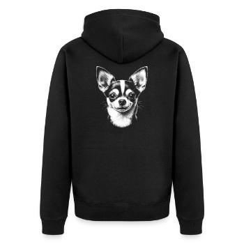 Tête de chihuahua dans le style de dessin en noir et blanc - Veste à capuche bio Premium Unisexe - noir - Dos - Nico (187cm)