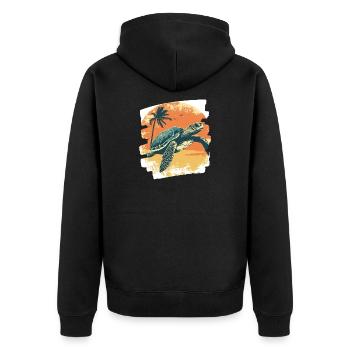 Sea Turtle Retro - Unisex Premium Organic Zip Hoodie - black - Back - Nico (187cm)