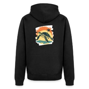 Sea Turtle Retro - Unisex Premium Organic Zip Hoodie - black - Back - Nico (187cm)