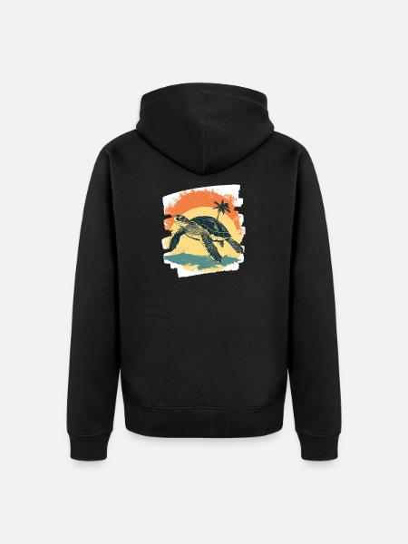 Sea Turtle Retro - Unisex Premium Organic Zip Hoodie - black