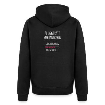 Fluggerätemechanikerin Ausbildung Beruf Geschenk - Unisex Premium Bio Zip Hoodie - Schwarz - Hinten - Nico (187cm)