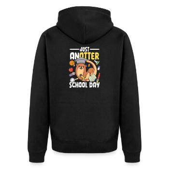 Just anotter school day - Unisex Premium Bio Zip Hoodie - Schwarz - Hinten - Nico (187cm)