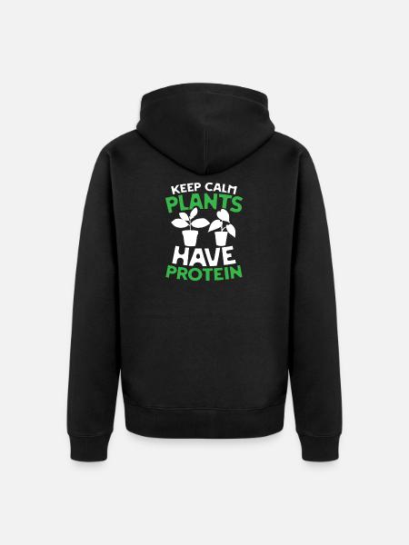 Keep calm plants have protein - Unisex Premium Bio Zip Hoodie - Schwarz