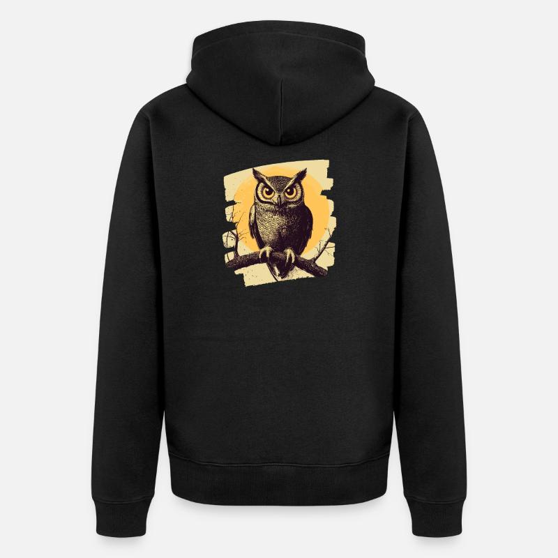 Eule - Unisex Premium Bio Zip Hoodie - Schwarz