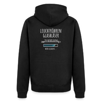 Leuchtröhrenglasbläser Ausbildung Beruf Geschenk - Unisex Premium Bio Zip Hoodie - Schwarz - Hinten - Nico (187cm)