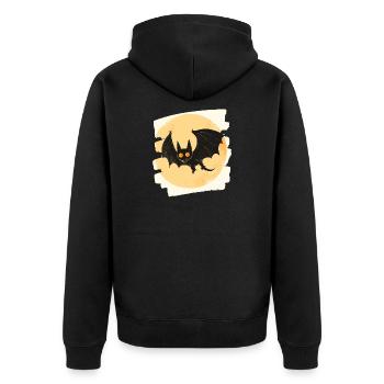 Fledermaus Retro - Unisex Premium Bio Zip Hoodie - Schwarz - Hinten - Nico (187cm)