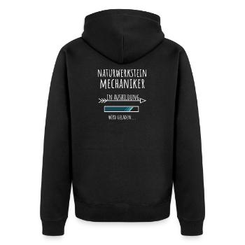 Naturwerksteinmechaniker Ausbildung Beruf Geschenk - Unisex Premium Bio Zip Hoodie - Schwarz - Hinten - Nico (187cm)