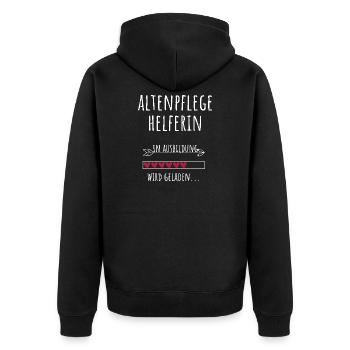 Altenpflegehelferin Ausbildung Beruf Geschenk - Unisex Premium Bio Zip Hoodie - Schwarz - Hinten - Nico (187cm)