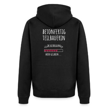 Betonfertigteilbauerin Ausbildung Beruf Geschenk - Unisex Premium Bio Zip Hoodie - Schwarz - Hinten - Nico (187cm)