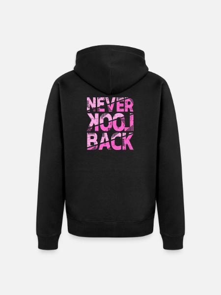 Conception de motivation Never Look Back - Veste à capuche bio Premium Unisexe - noir