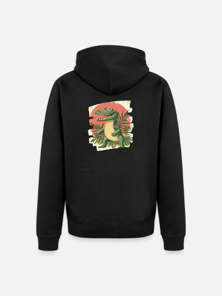 Crocodile - Unisex Premium Organic Zip Hoodie - black