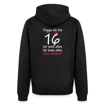 16e anniversaire Garçon Fille 16e anniversaire Digga J’ai 16 ans - Veste à capuche bio Premium Unisexe - noir - Dos - Nico (187cm)