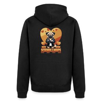 Pouty pug - Unisex Premium Organic Zip Hoodie - black - Back - Nico (187cm)
