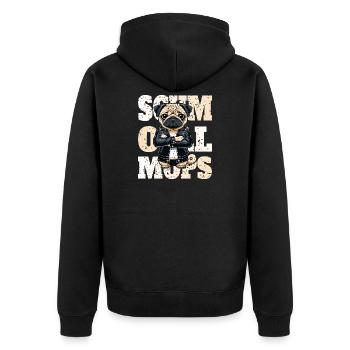 Pouty pug - Unisex Premium Organic Zip Hoodie - black - Back - Nico (187cm)