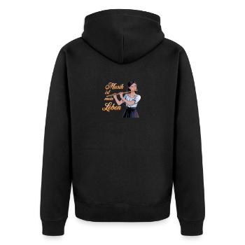 Querflöte Musik Ist Mein Leben Kunstwerk - Unisex Premium Bio Zip Hoodie - Schwarz - Hinten - Nico (187cm)