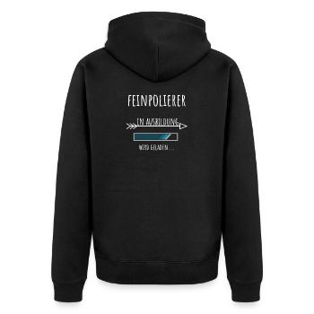 Feinpolierer Ausbildung Beruf Geschenk - Unisex Premium Bio Zip Hoodie - Schwarz - Hinten - Nico (187cm)