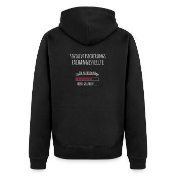 Sozialversicherungsfachangestellte Ausbildung - Unisex Premium Bio Zip Hoodie - Schwarz - Hinten - Nico (187cm)