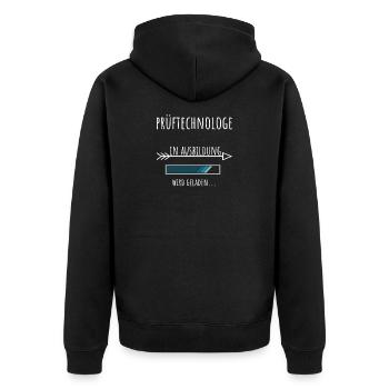 Prüftechnologe Ausbildung Beruf Geschenk - Unisex Premium Bio Zip Hoodie - Schwarz - Hinten - Nico (187cm)