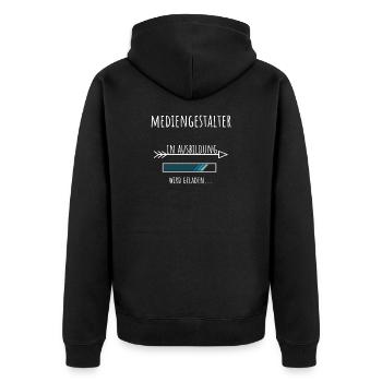 Mediengestalter Ausbildung Beruf Geschenk - Unisex Premium Bio Zip Hoodie - Schwarz - Hinten - Nico (187cm)