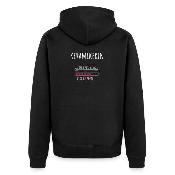 Keramikerin Ausbildung Beruf Geschenk - Unisex Premium Bio Zip Hoodie - Schwarz - Hinten - Nico (187cm)