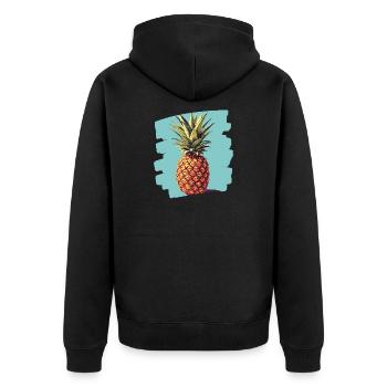 Pineapple 3 png - Unisex Premium Bio Zip Hoodie - Schwarz - Hinten - Nico (187cm)