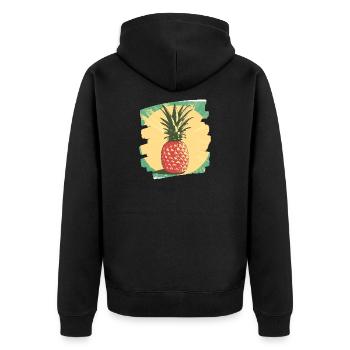 Ananas - Unisex Premium Bio Zip Hoodie - Schwarz - Hinten - Nico (187cm)