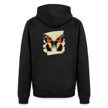 Schmetterling - Unisex Premium Bio Zip Hoodie - Schwarz - Hinten - Nico (187cm)
