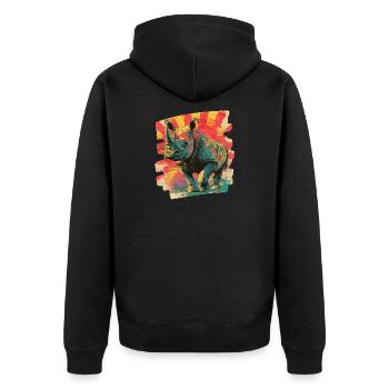 Nashorn - Unisex Premium Bio Zip Hoodie - Schwarz - Hinten - Nico (187cm)