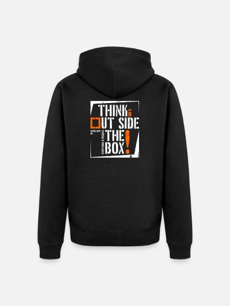 Think Outside the Box Graphic - Unisex Premium Organic Zip Hoodie - black