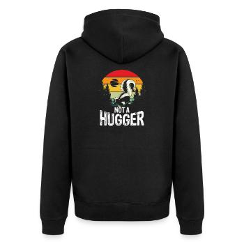 Not a hugger skunk - Unisex Premium Bio Zip Hoodie - Schwarz - Hinten - Nico (187cm)