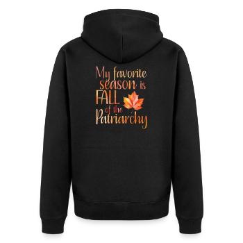 My favorite season is Fall of the patriarchy - Unisex Premium Organic Zip Hoodie - black - Back - Nico (187cm)