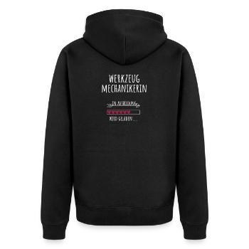 Werkzeugmechanikerin Ausbildung Beruf Geschenk - Unisex Premium Bio Zip Hoodie - Schwarz - Hinten - Nico (187cm)