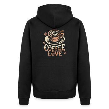 Coffee Love – Perfect Art for Coffee Lovers - Unisex Premium Organic Zip Hoodie - black - Back - Nico (187cm)