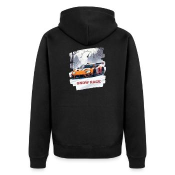 SNOW RACE - Unisex Premium Organic Zip Hoodie - black - Back - Nico (187cm)