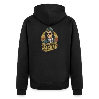 Born to Be Hacker – Computer Science Nerd IT - Unisex Premium Organic Zip Hoodie - black - Back - Nico (187cm)