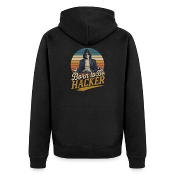 Born to Be Hacker – Computer Science Nerd IT - Unisex Premium Organic Zip Hoodie - black - Back - Nico (187cm)