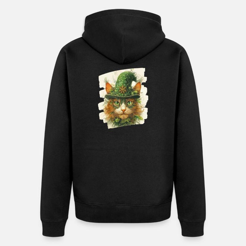 St Patricks day Katze - Unisex Premium Bio Zip Hoodie - Schwarz