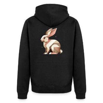 Géométrie charmante – Le lapin abstrait - Veste à capuche bio Premium Unisexe - noir - Dos - Nico (187cm)